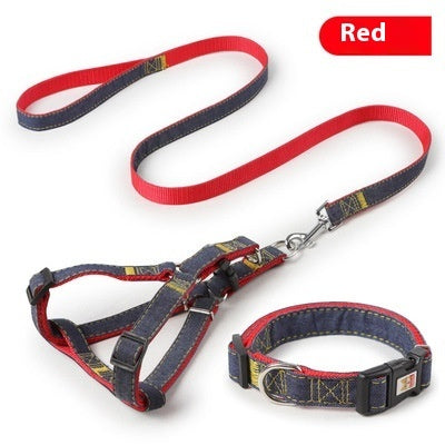 Durable Denim Dog Leash Set