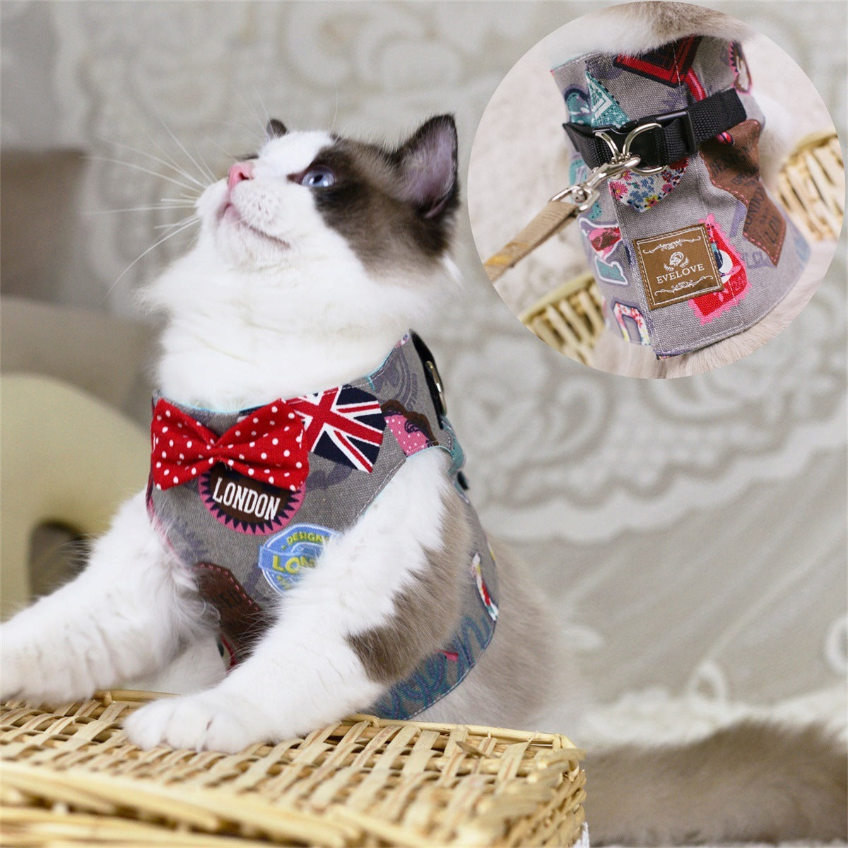 Bow-Accent Cat Harness & Leash Set
