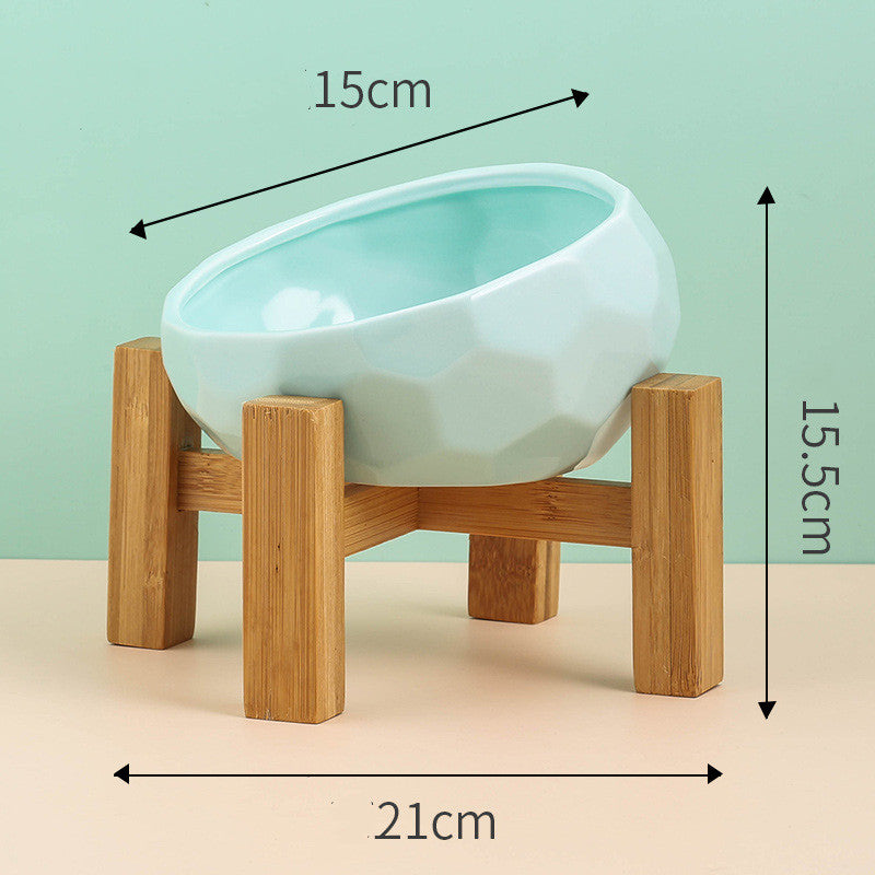 Ceramic Oblique-Mouth Pet Bowl