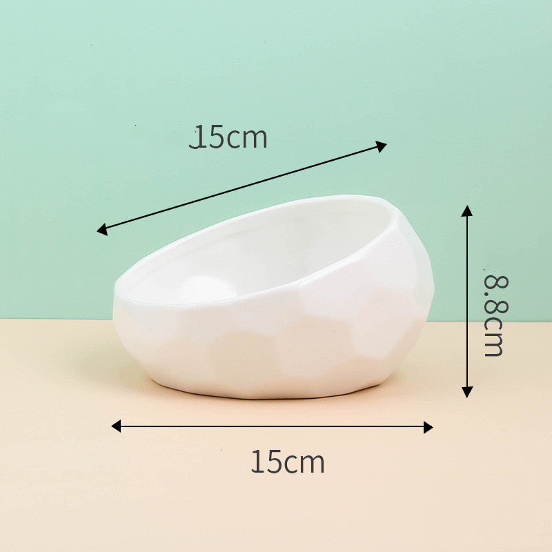 Ceramic Oblique-Mouth Pet Bowl