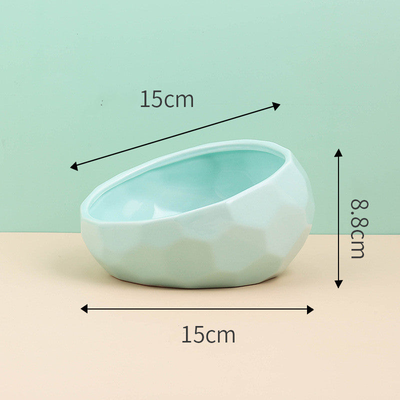 Ceramic Oblique-Mouth Pet Bowl