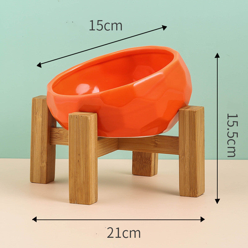 Ceramic Oblique-Mouth Pet Bowl