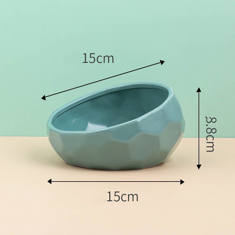 Ceramic Oblique-Mouth Pet Bowl
