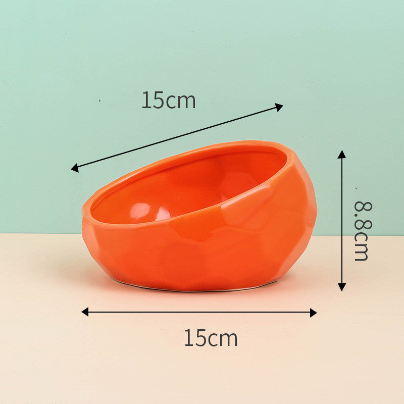 Ceramic Oblique-Mouth Pet Bowl