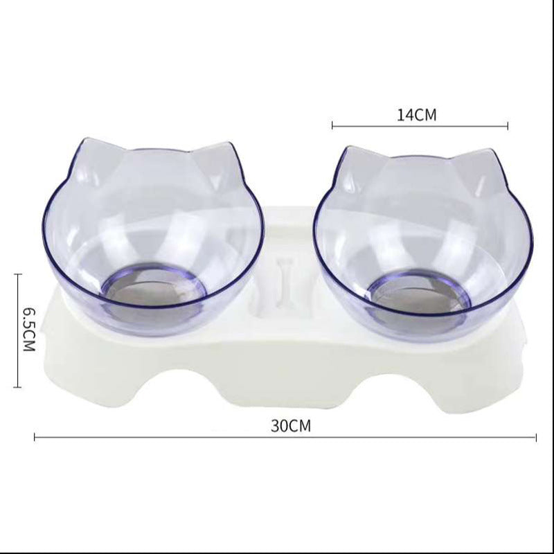 Transparent Cat Double Feeding Bowl with Spine