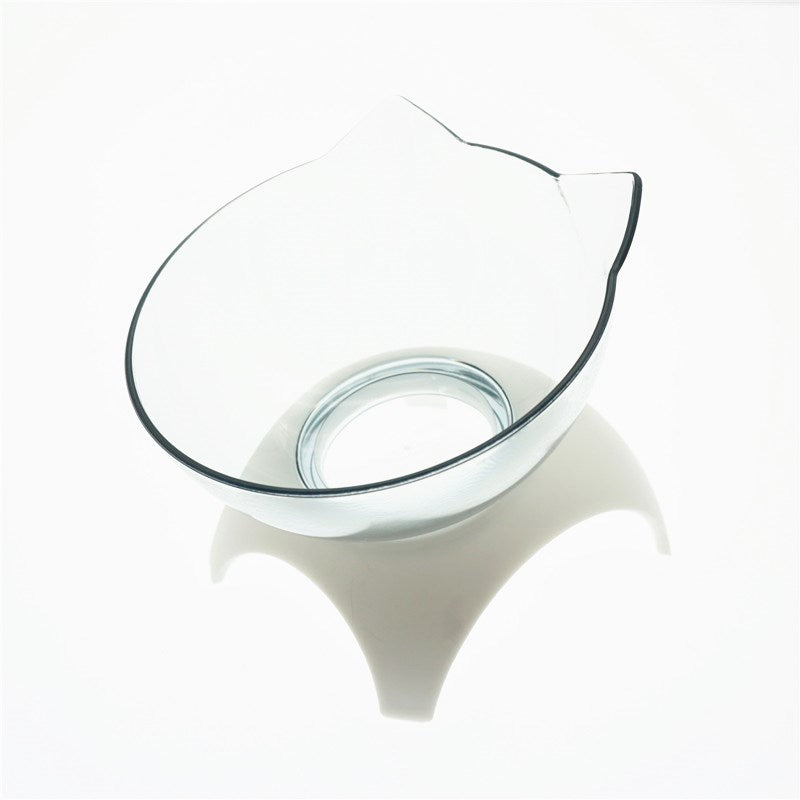 Transparent Cat Double Feeding Bowl with Spine