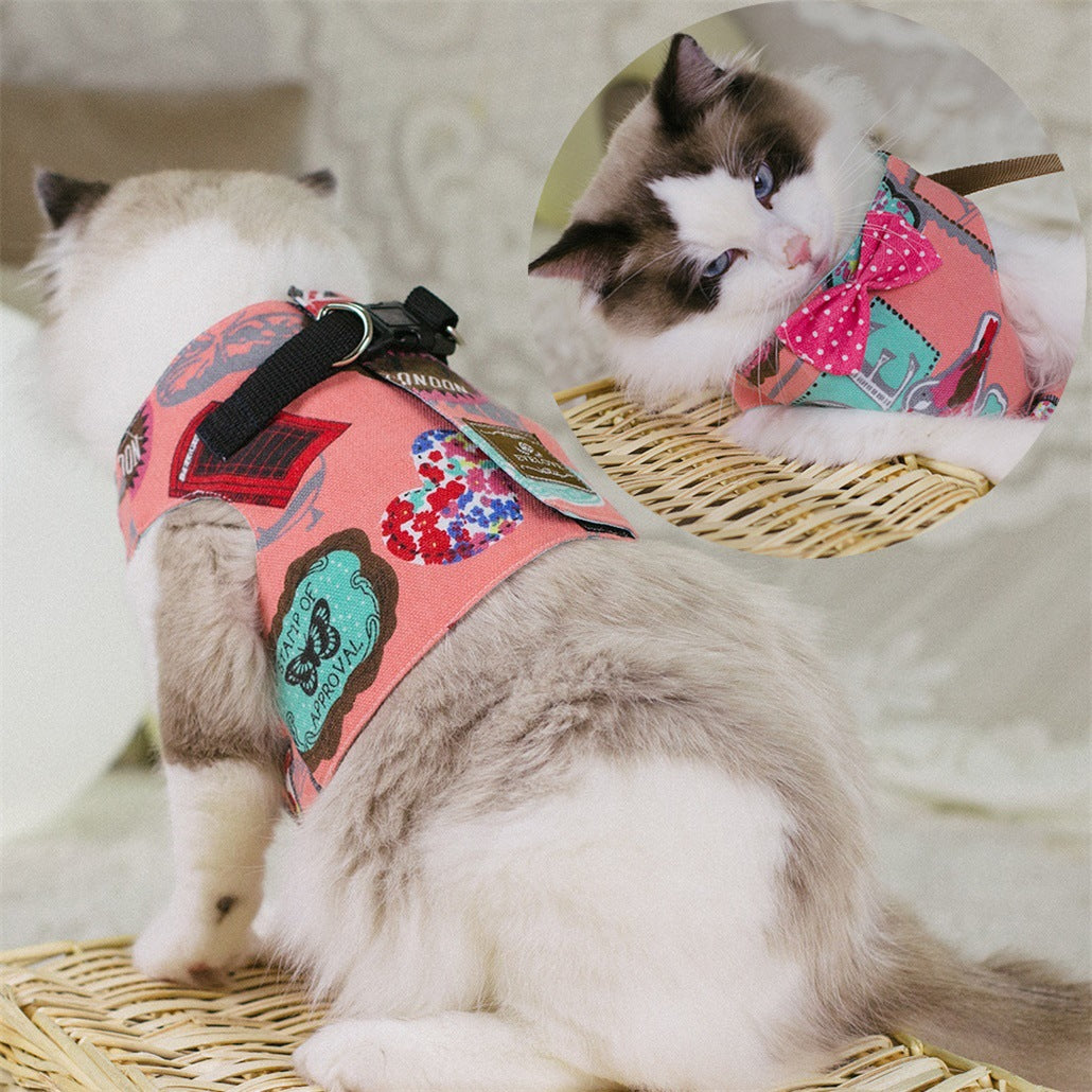Bow-Accent Cat Harness & Leash Set
