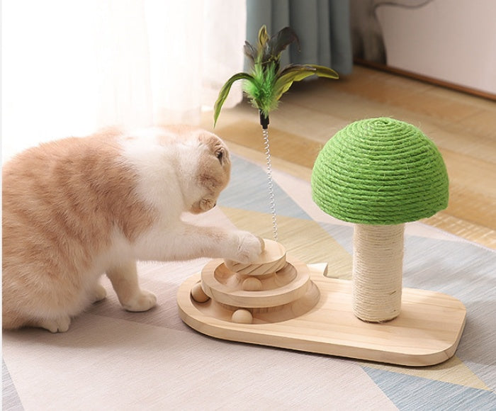 Cat Tree Toy with Scratching Post and Sisal Balls
