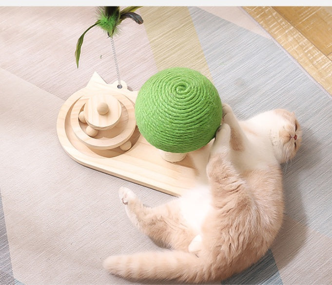 Cat Tree Toy with Scratching Post and Sisal Balls
