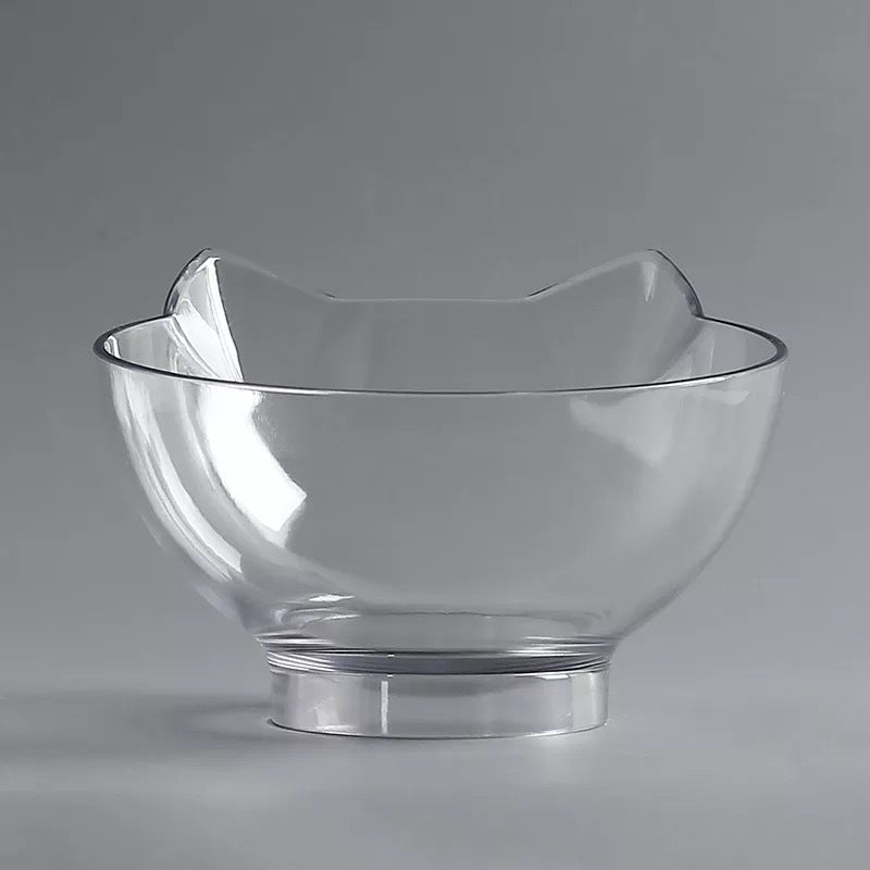 Transparent Cat Double Feeding Bowl with Spine