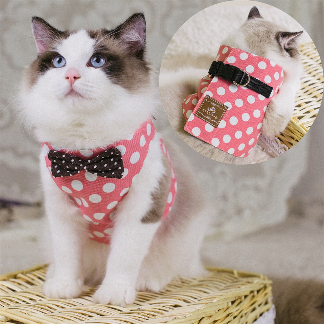 Bow-Accent Cat Harness & Leash Set
