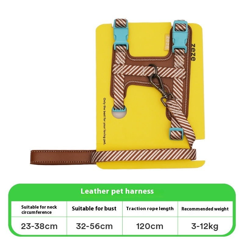 Adjustable Anti-Slip Dog Harness with Leather-Style Leash