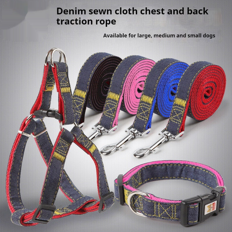 Durable Denim Dog Leash Set
