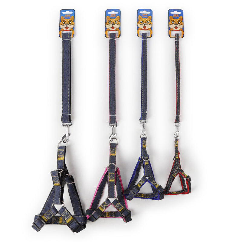 Durable Denim Dog Leash Set